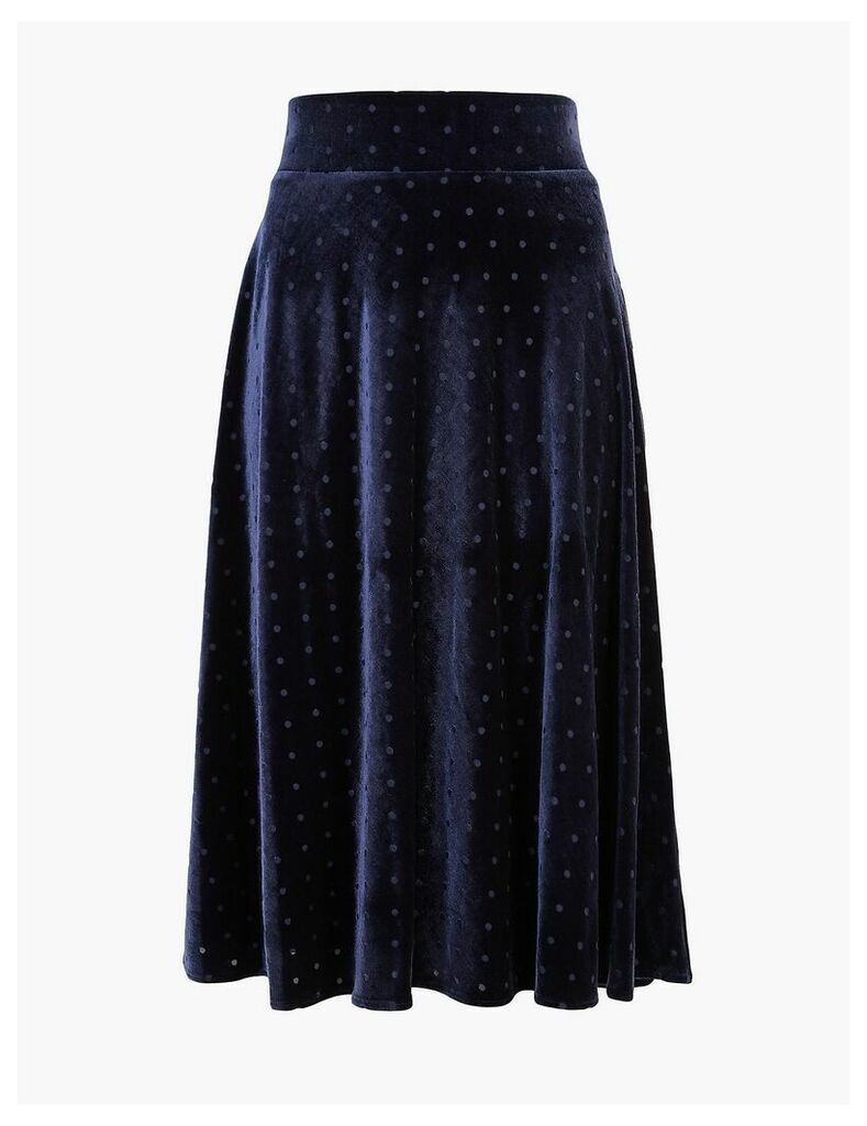 M&S Collection Velvet Polka Dot Slip Midi Skirt