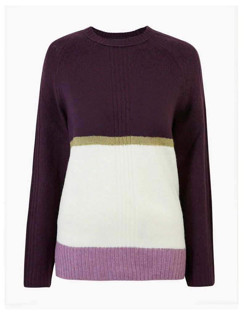 M&S Collection Cosy Colour Block Relaxed Fit Jumper