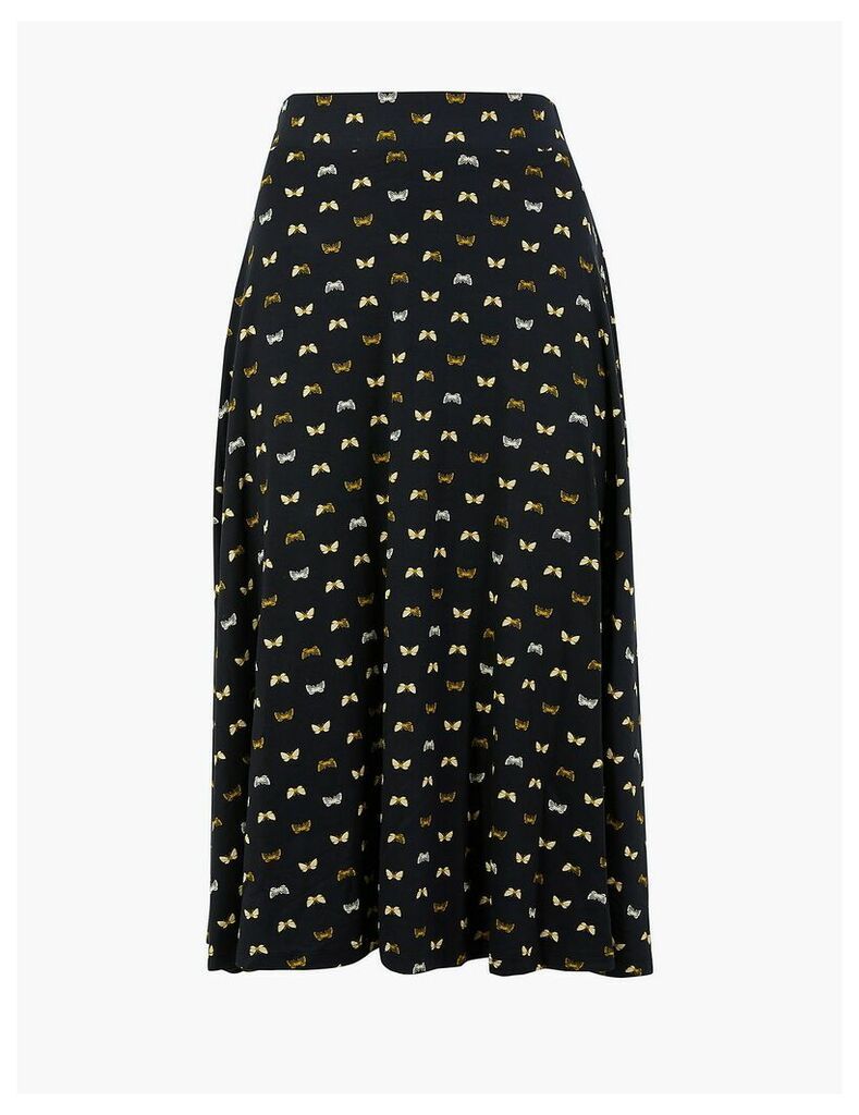 M&S Collection Jersey Butterfly Print Circle Midi Skirt