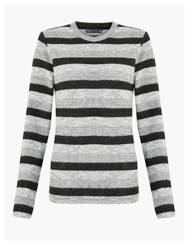M&S Collection Sparkly Striped Straight Fit Sweatshirt