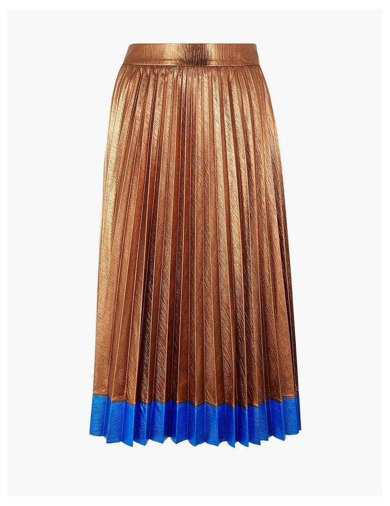 M&S Collection Metallic Pleated Midi Skirt