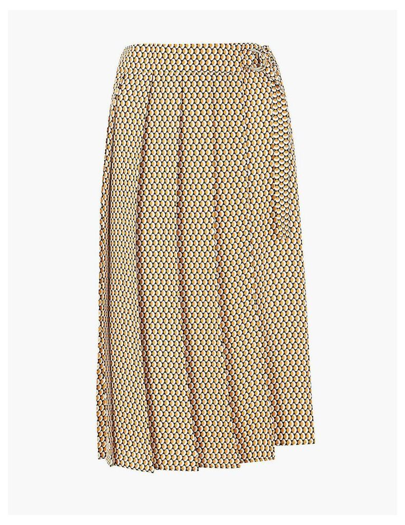 M&S Collection Geometric Print Pleated Wrap Midi Skirt