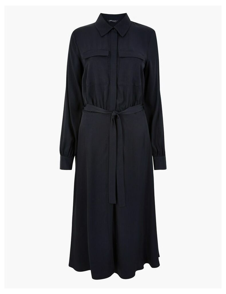M&S Collection Tie Front Shirt Midi Dress