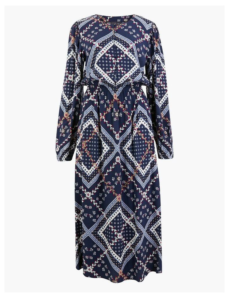 M&S Collection Patchwork Printed Waisted Midi Dress