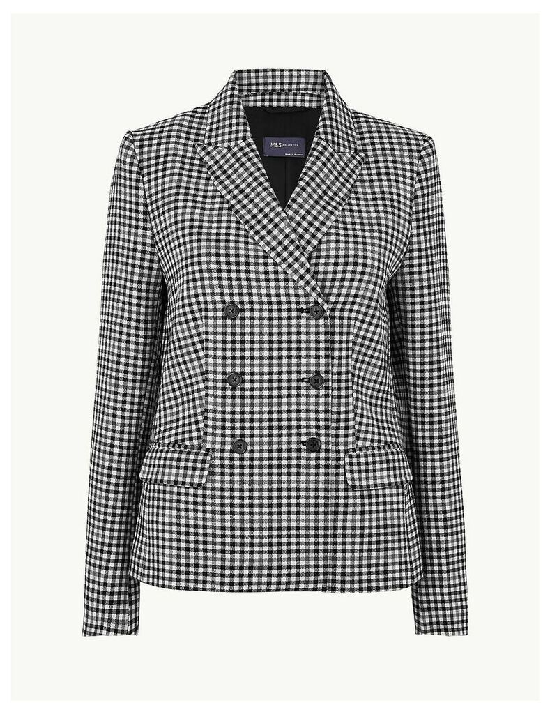 M&S Collection Checked Double Breasted Blazer