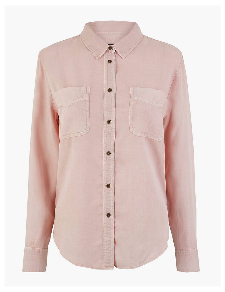 M&S Collection Tencel  Button Detailed Patch Pocket Shirt