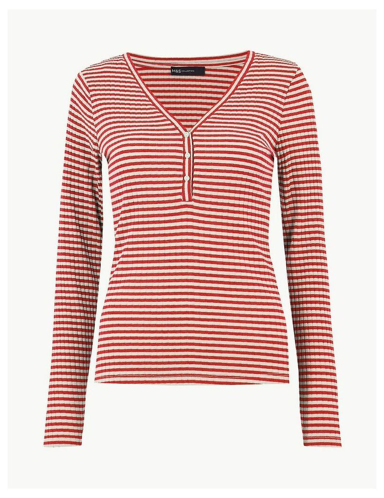 M&S Collection Striped V-Neck Fitted Top