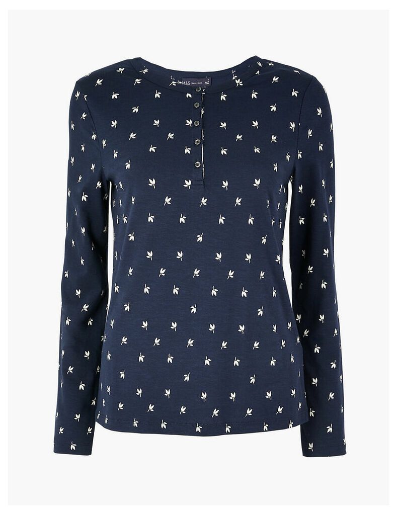 M&S Collection Pure Cotton Floral Long Sleeve Top