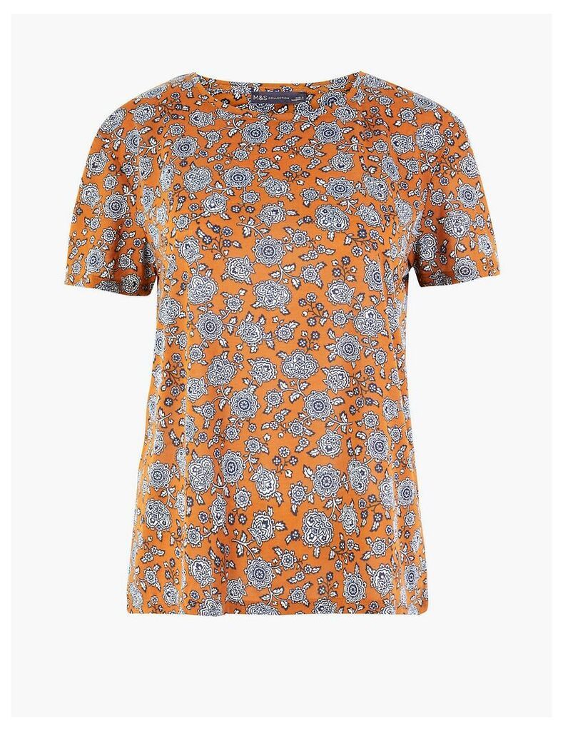 M&S Collection Floral Relaxed Fit T-Shirt