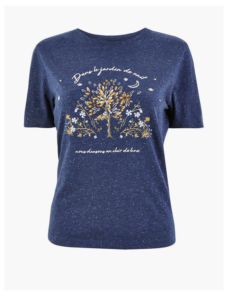 Per Una Cotton Rich Tree Print Regular Fit T-Shirt