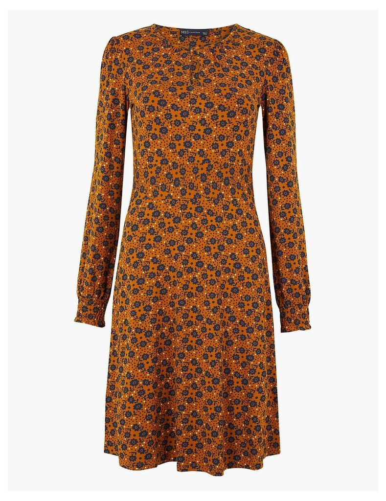M&S Collection Floral Jersey Fit & Flare Mini Dress