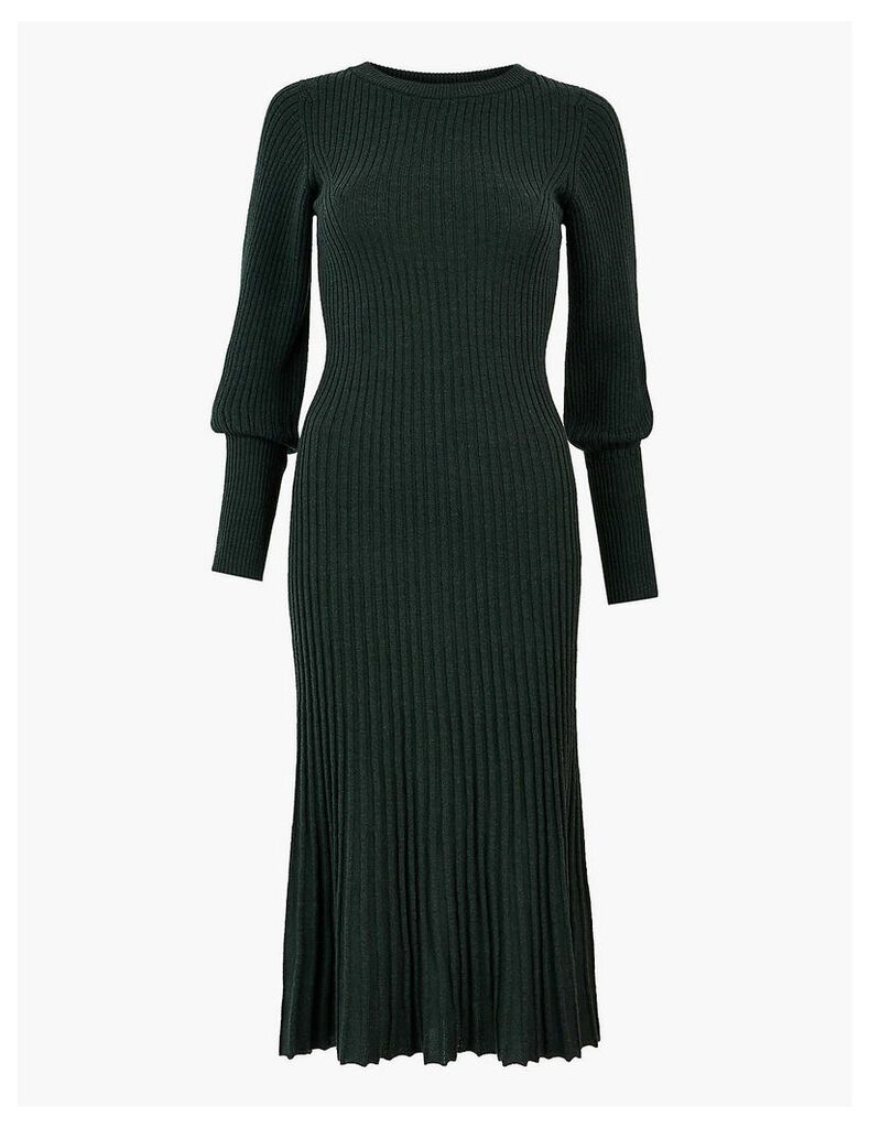 Autograph Merino Ribbed Knitted Dress
