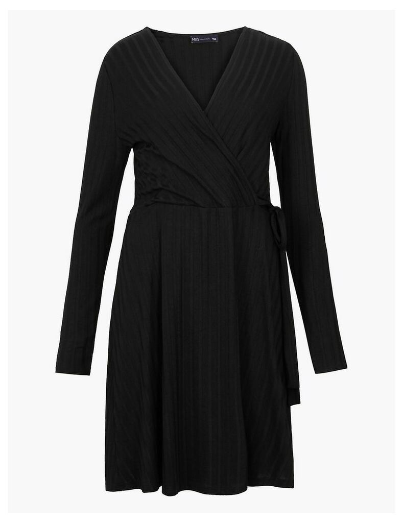 M&S Collection Ribbed Fit & Flare Wrap Dress