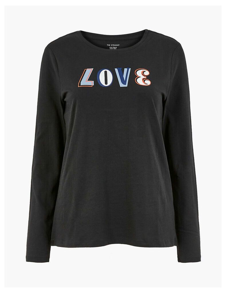 M&S Collection Pure Cotton Love Straight Fit T-Shirt
