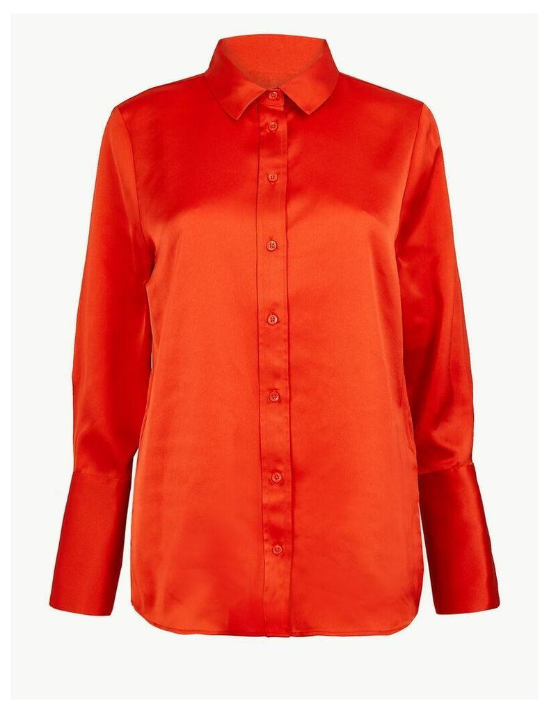 M&S Collection Satin Flared Cuff Shirt