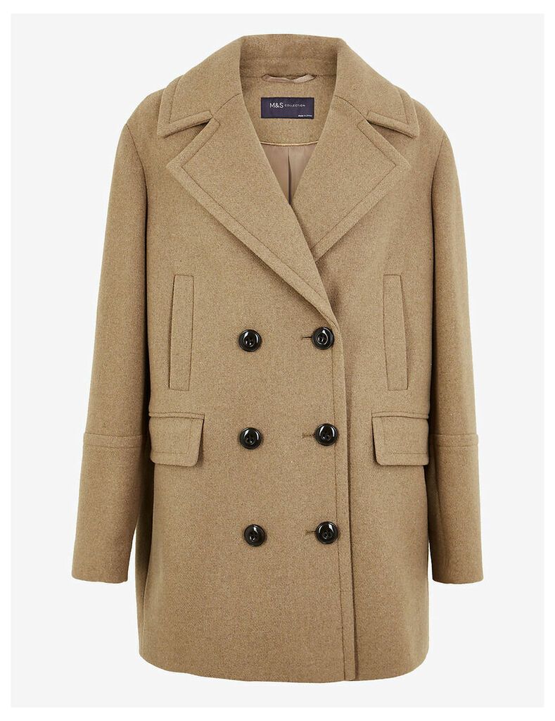 M&S Collection Double Breasted Peacoat with Wool