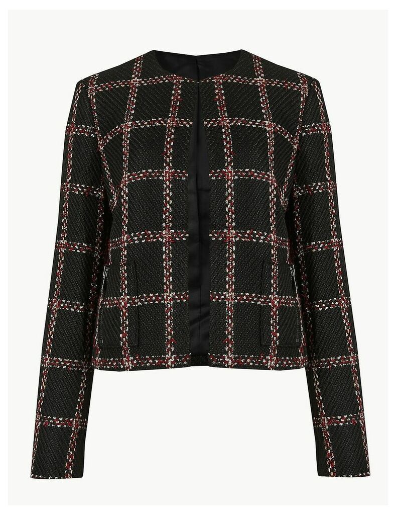 M&S Collection Checked Open Front Blazer