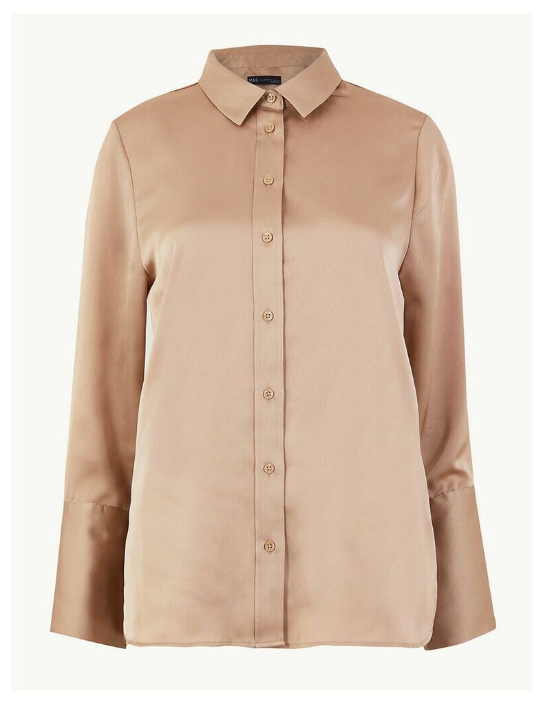 M&S Collection Satin Flared Cuff Shirt