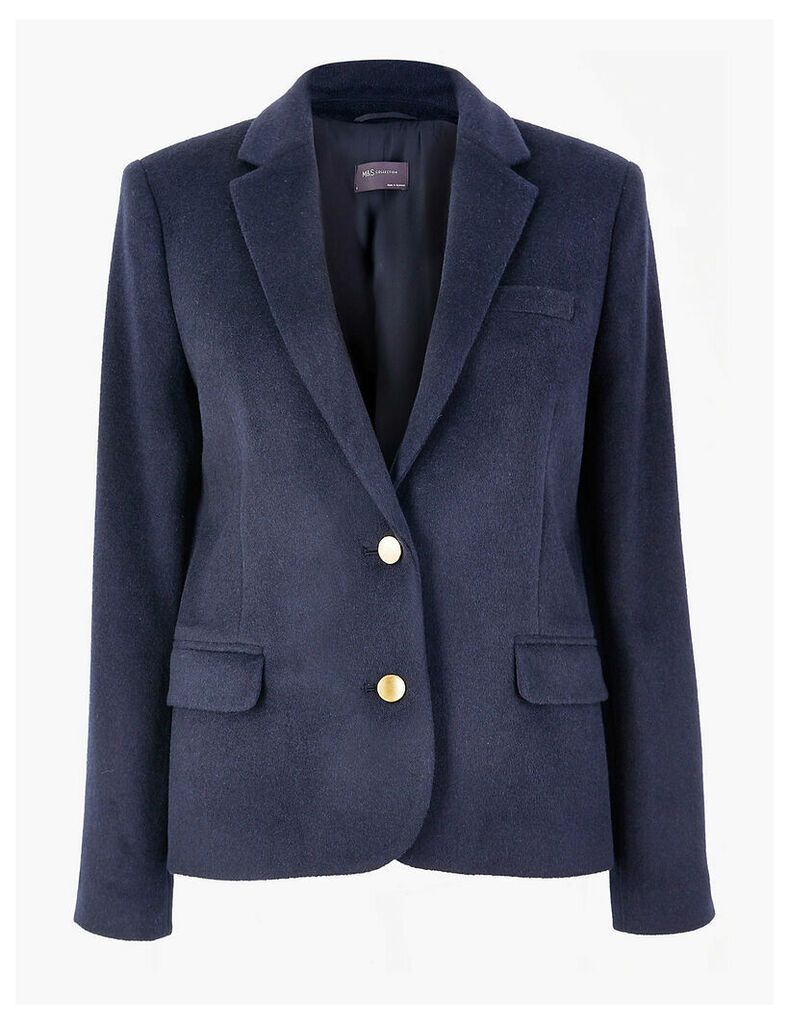 M&S Collection Wool Blend Single Breasted Straight Blazer