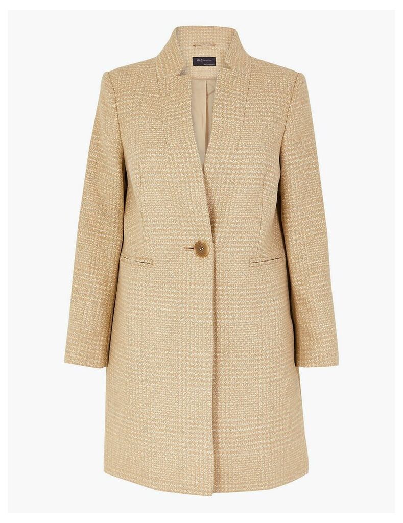 M&S Collection Checked Notch Neck City Coat