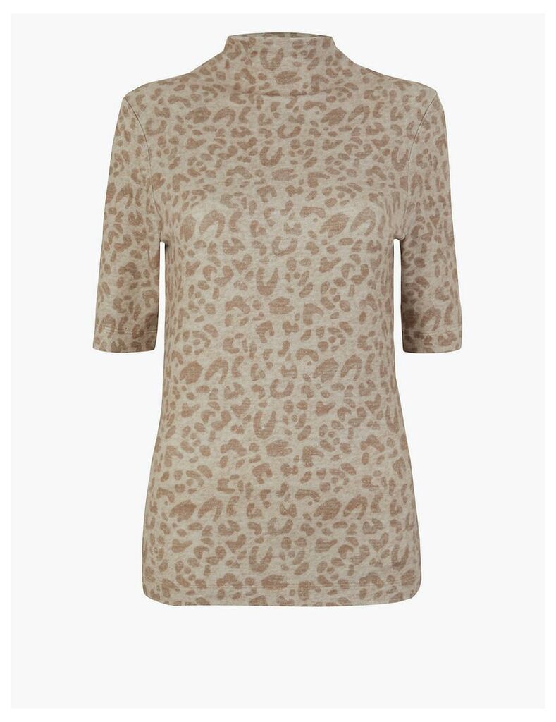 M&S Collection Leopard Print Cosy Fitted Top