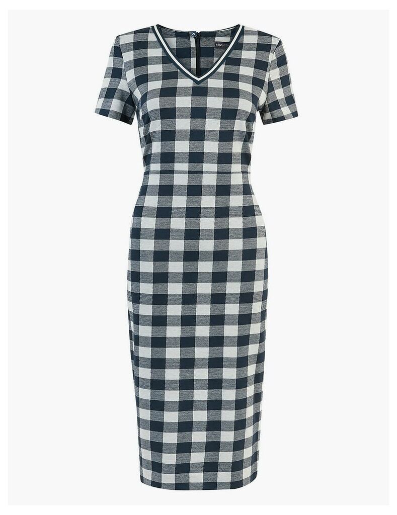M&S Collection Jersey Tailored Gingham Dress