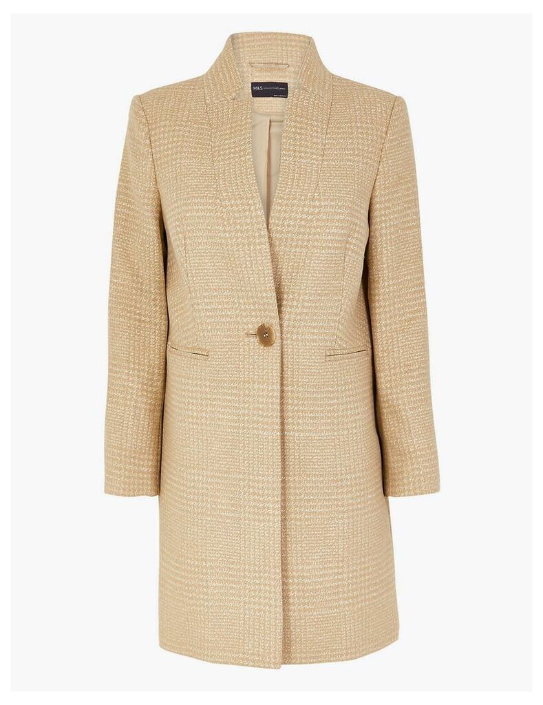 M&S Collection PETITE Checked Overcoat