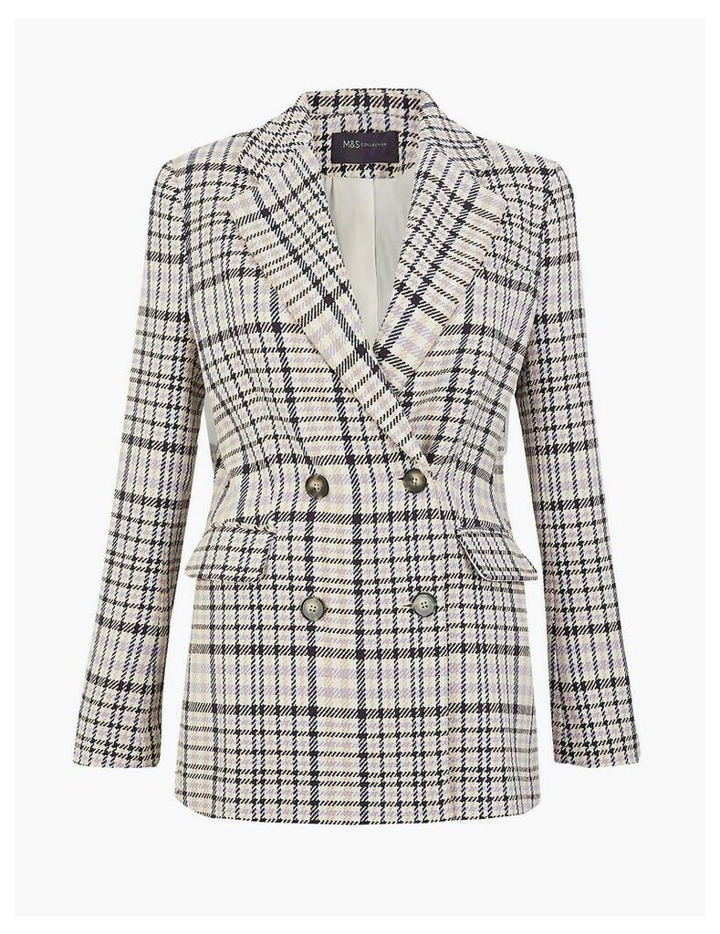 M&S Collection Checked Double Breasted Blazer