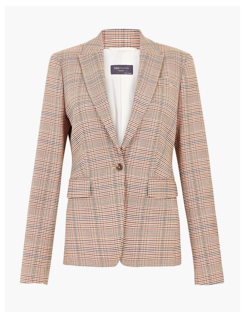 M&S Collection Checked Single Breasted Blazer