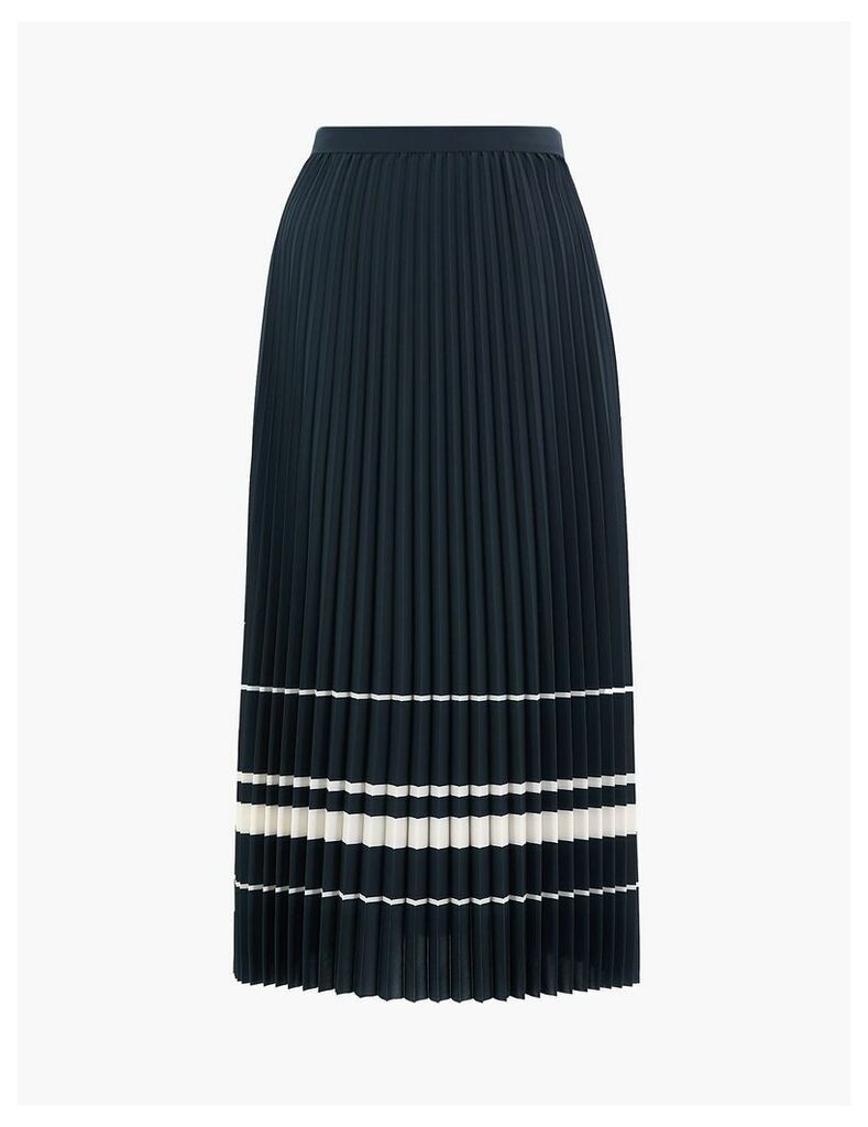 M&S Collection Striped Pleated Midi Skirt