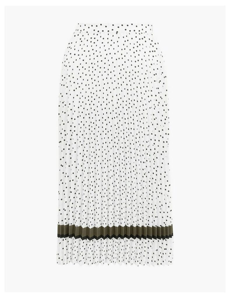 M&S Collection Polka Dot Pleated Midi Skirt