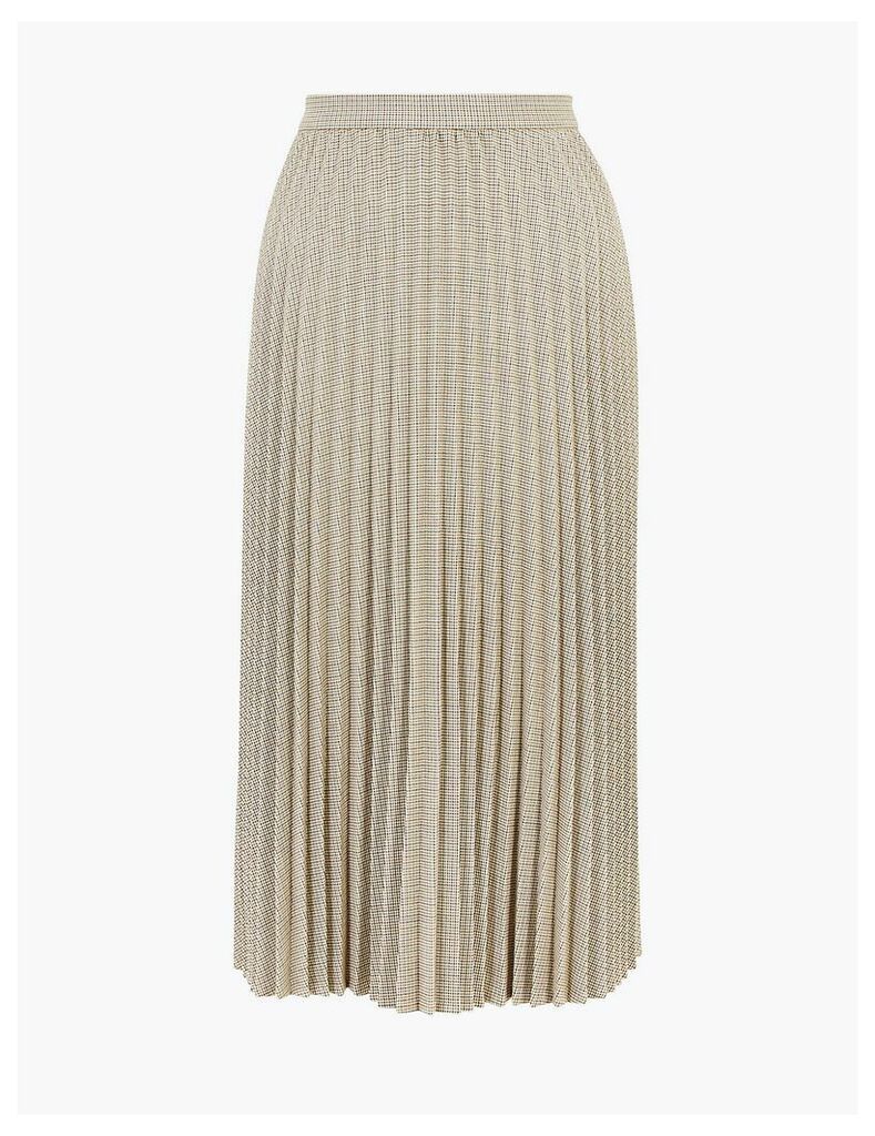 M&S Collection Checked Pleated Midi Skirt