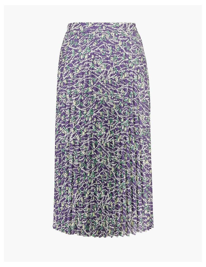 M&S Collection Printed Pleated Midi Skirt