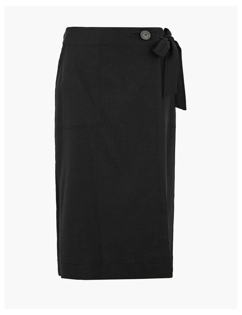 M&S Collection Linen Rich Wrap Skirt