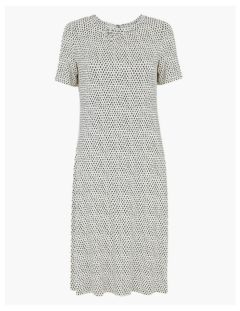 M&S Collection Jersey Dash Print Knee Length Swing Dress