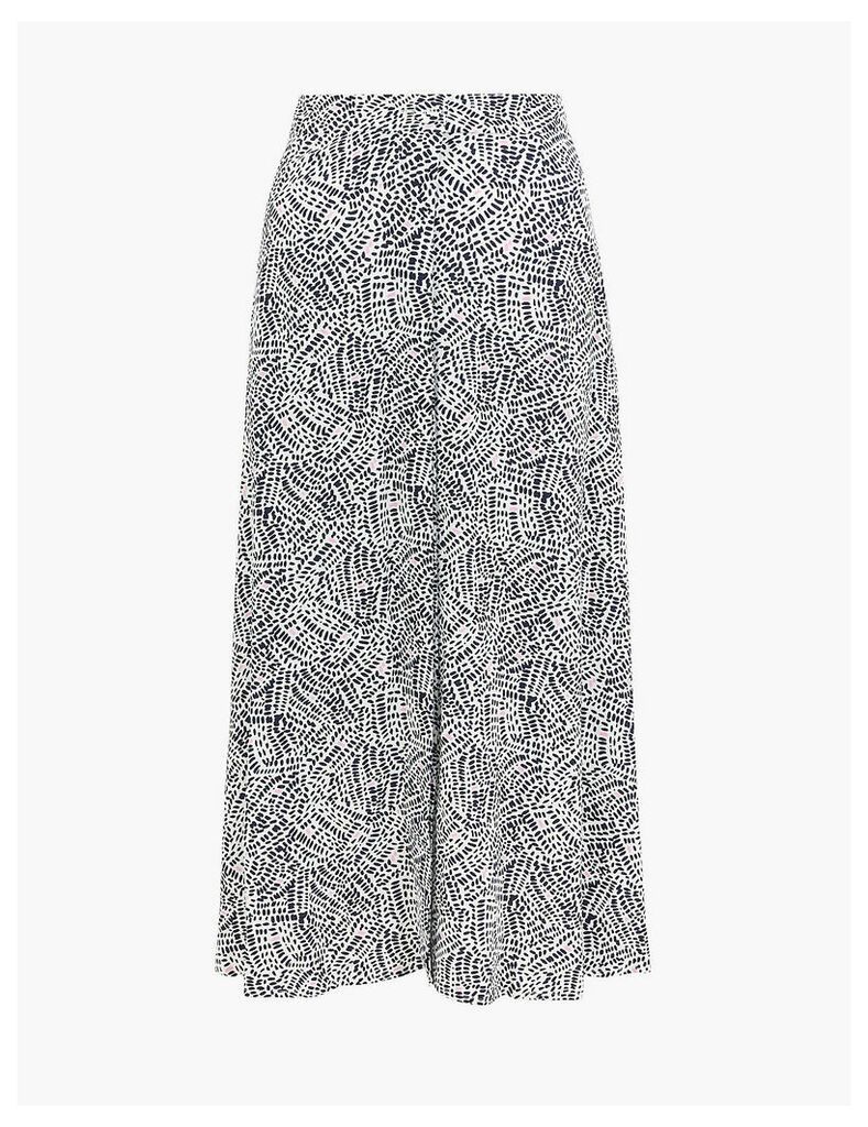 M&S Collection Printed Button Front Midi A-Line Skirt