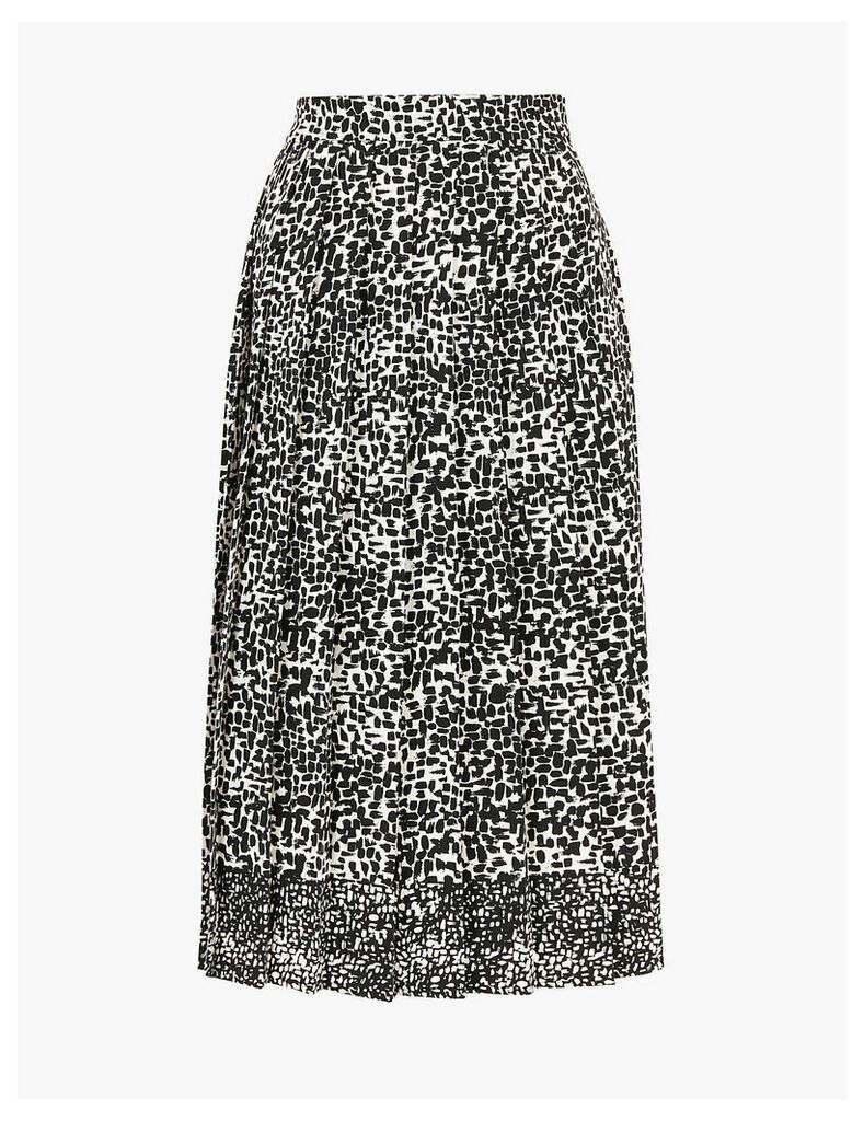 M&S Collection Animal Print Pleated Midi Skirt