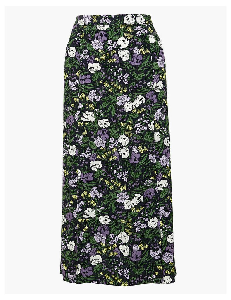 M&S Collection Floral Split Front Straight Midi Skirt