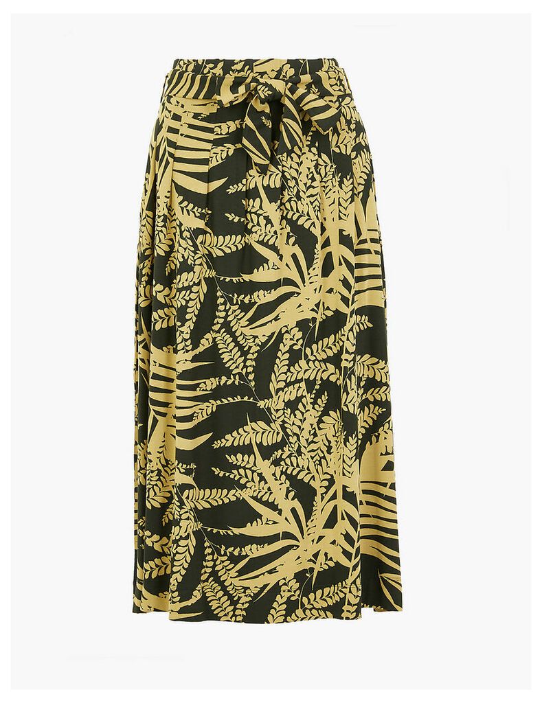 Per Una Jersey Printed Tie Waist Midi Skirt.