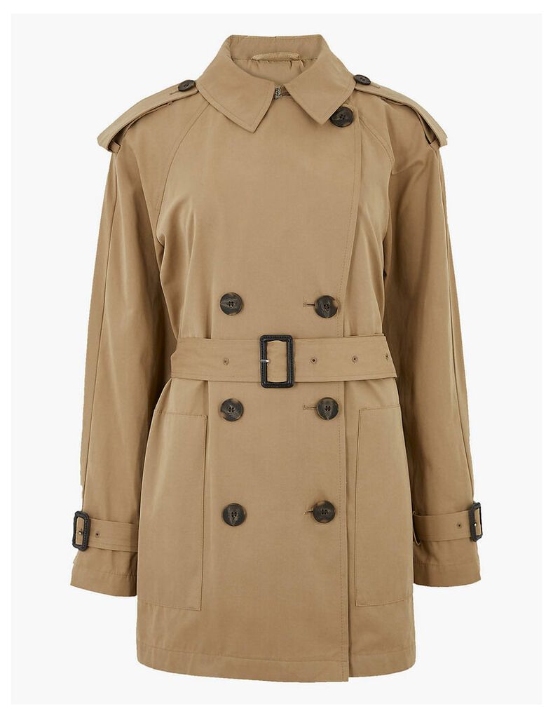 M&S Collection Cotton Double Breasted Trench Coat