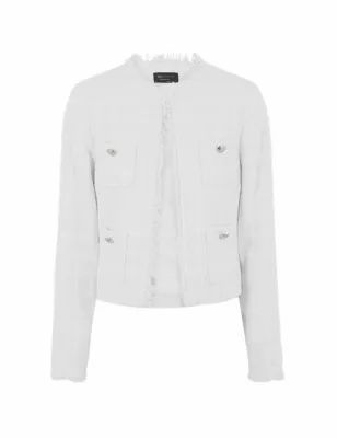 Womens Tweed Short Jacket - 10 - Winter White, Winter White,Navy