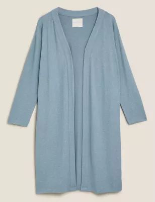 Womens Cosy Knitted Lounge Dressing Gown - Grey Blue, Grey Blue