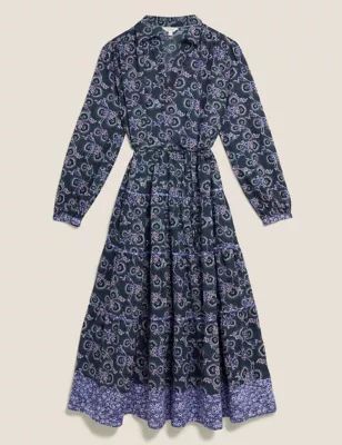 M&S Per Una Womens Pure Cotton Floral Midaxi Shirt Dress
