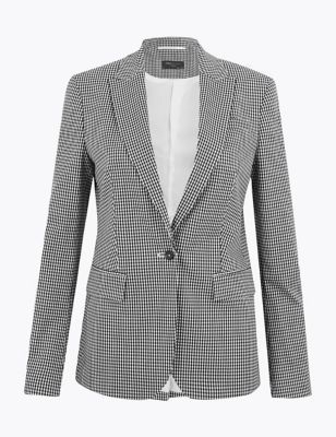 Womens Checked Single Breasted Blazer