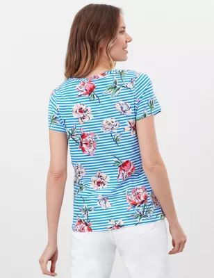 M&S Joules Womens Pure Cotton Floral Crew Neck T-Shirt