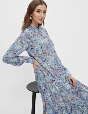 M&S Y.A.S Womens Floral Maxi Shirt Dress