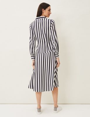 M&S Phase Eight Womens Striped Knee Length Shirt Dress