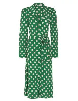 M&S Finery London Womens Polka Dot Belted Midi Shirt Dress