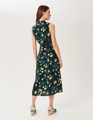 M&S Hobbs Womens Lemon Print V-Neck Dress