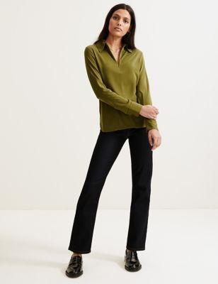 Womens Modal Rich Collared Zip Up Top